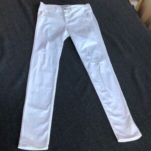 Abercrombie & Fitch High Rise Super Ripped Skinny Stretch White Jeans Size 27/4
